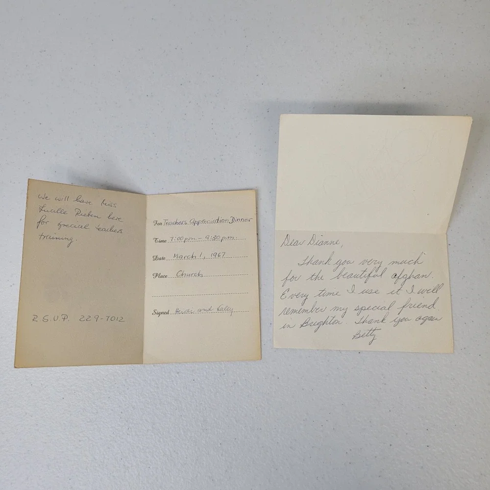 VTG Hallmark Greeting Cards 1967 Teacher Appreciation Thank You Note Ephemera